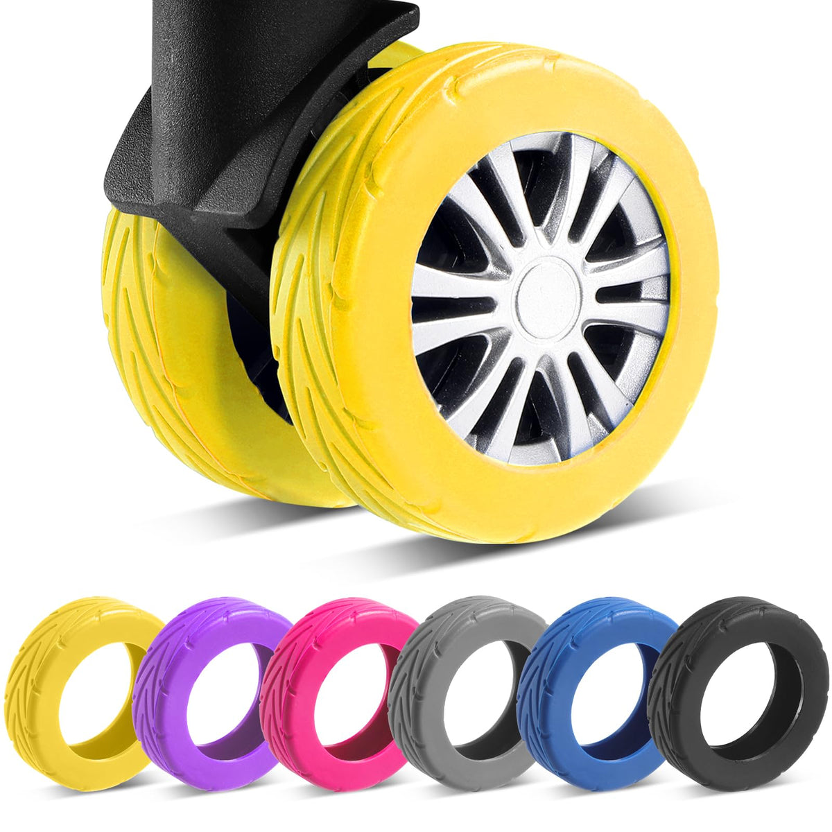 8Pcs Upgrade Luggage Wheel Covers, Travel Accessories (Black)