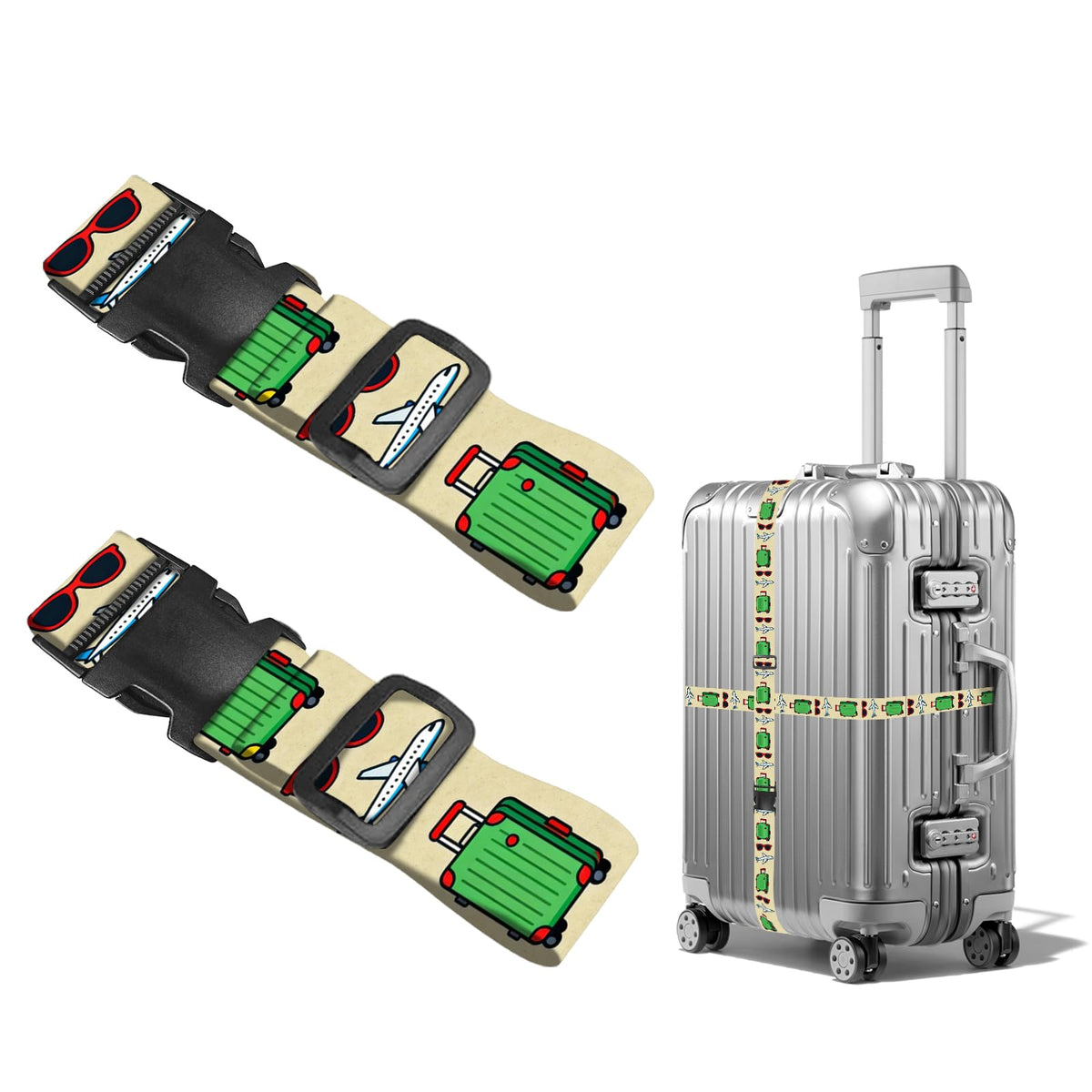 Nuxovilar Luggage Straps of 2 Set Blue Gold Fluid Art Pattern 1.96x90.5in