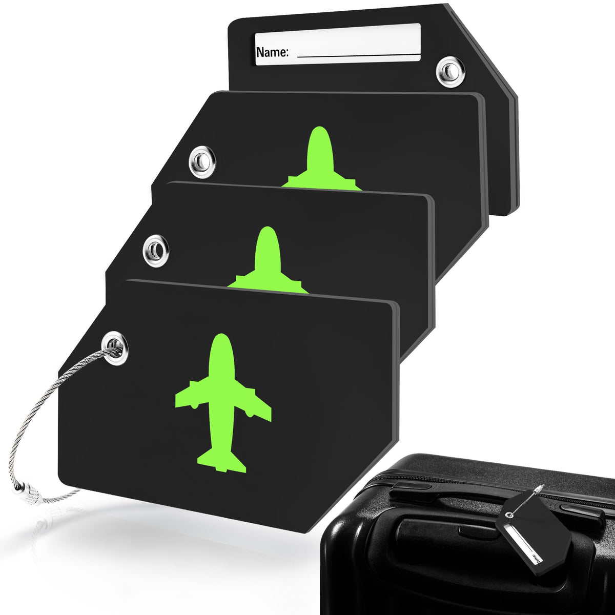 4 Pack Silicone Luggage Tag for Suitcases, Travel Bags TSA Approved, Green
