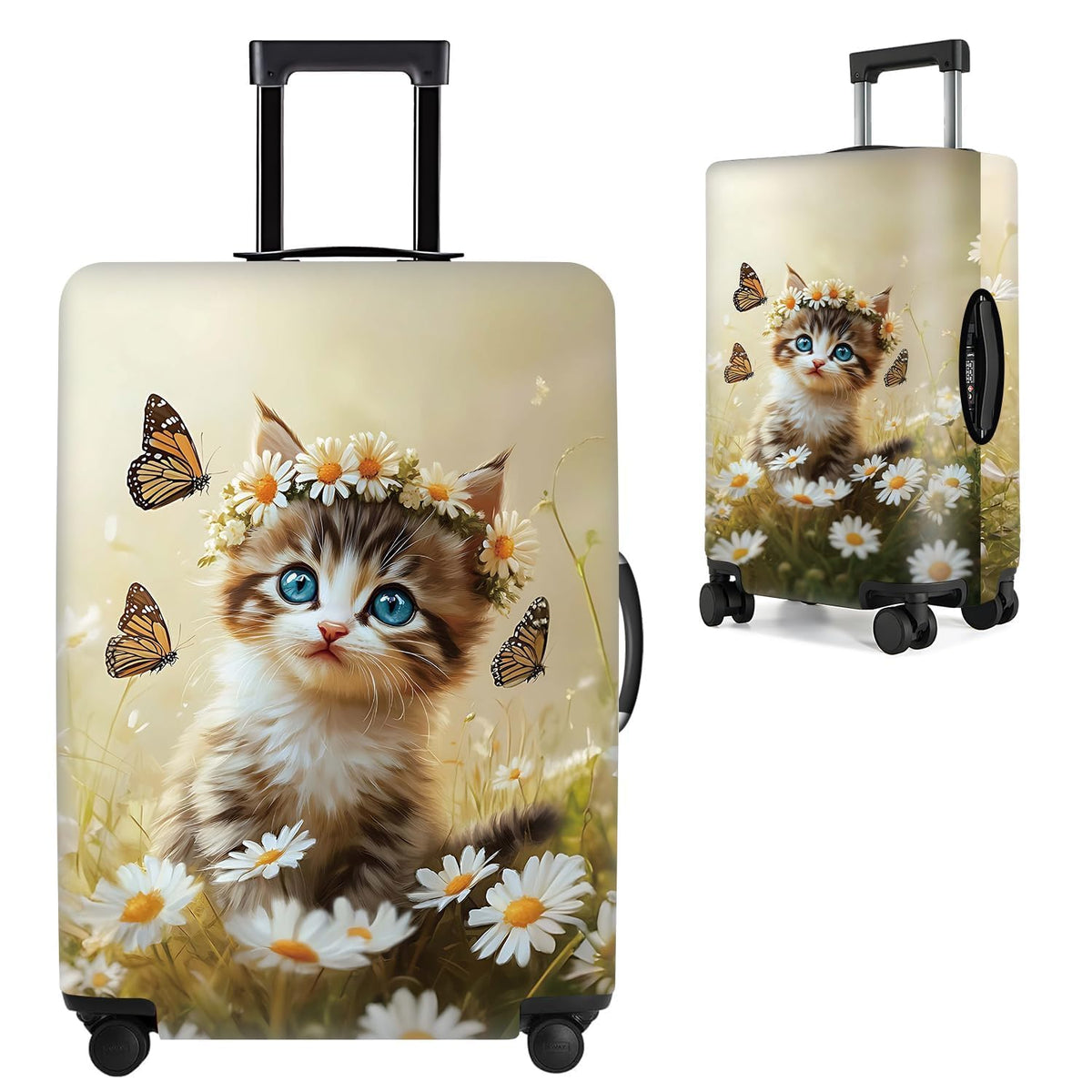 Cute Panda Luggage Cover – Bamboo Climbing Panda Suitcase Protector, Stretchable & Waterproof Travel Luggage Sleeve,M