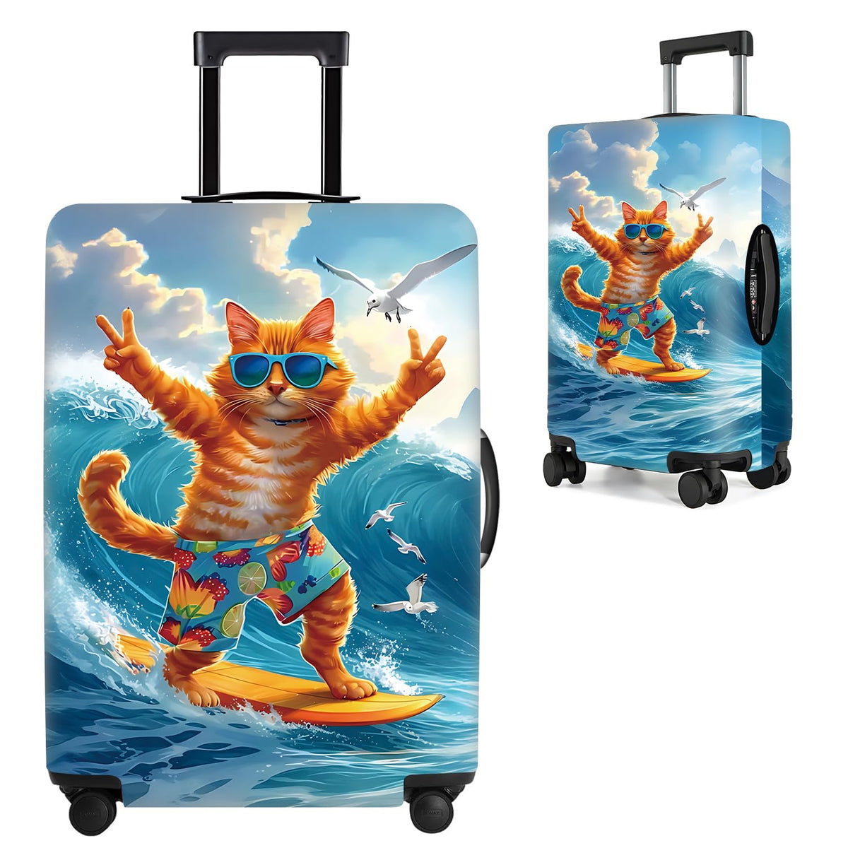 Cute Panda Luggage Cover – Bamboo Climbing Panda Suitcase Protector, Stretchable & Waterproof Travel Luggage Sleeve,M