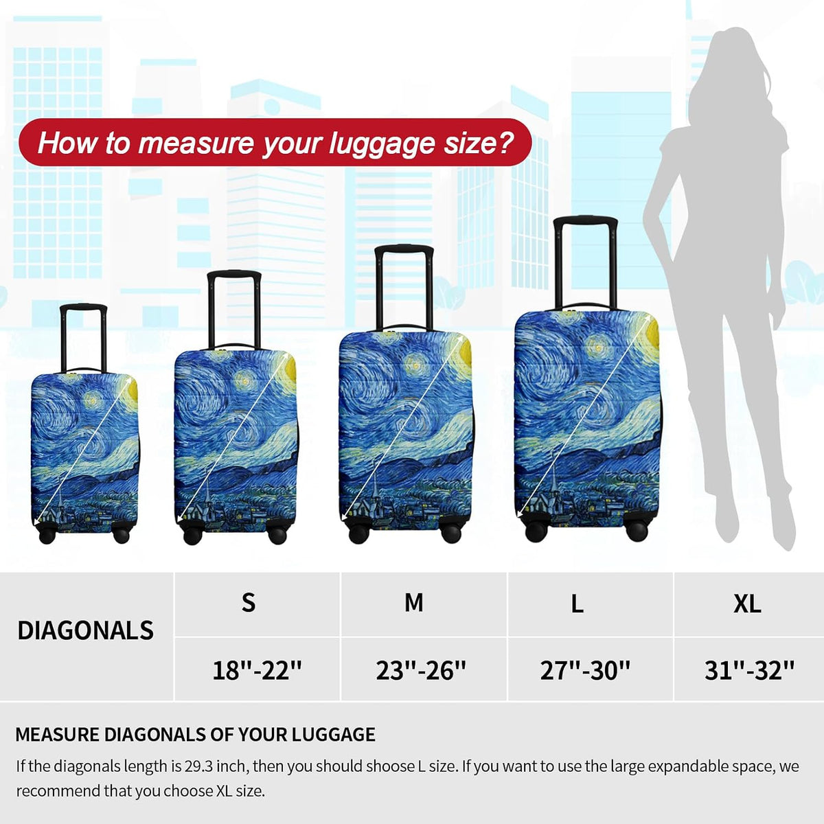Luggage Covers For Suitcase TSA Approved, Fits 18-32 Inch