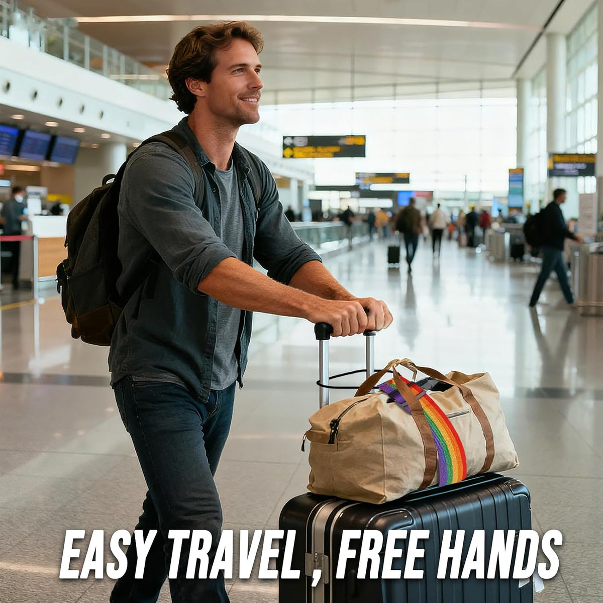 Luggage Straps for Suitcases,Multi-Use Strong Adjustable Luggage Connector Straps, Durable, Waterproof, Bungee Straps,Travel Suitcase Essential Travel Essentials (Black 2PCS)
