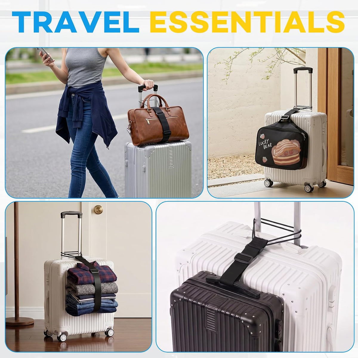 6 Pack Adjustable Multi Use Luggage Connector Straps for Suitcases