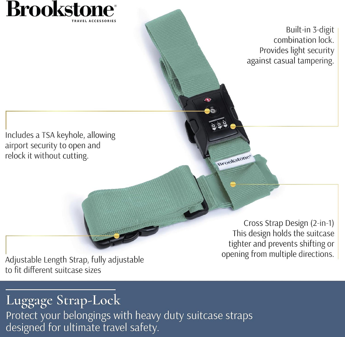 Brookstone Luggage Strap 2-in-1 TSA-Approved Expandable Strap