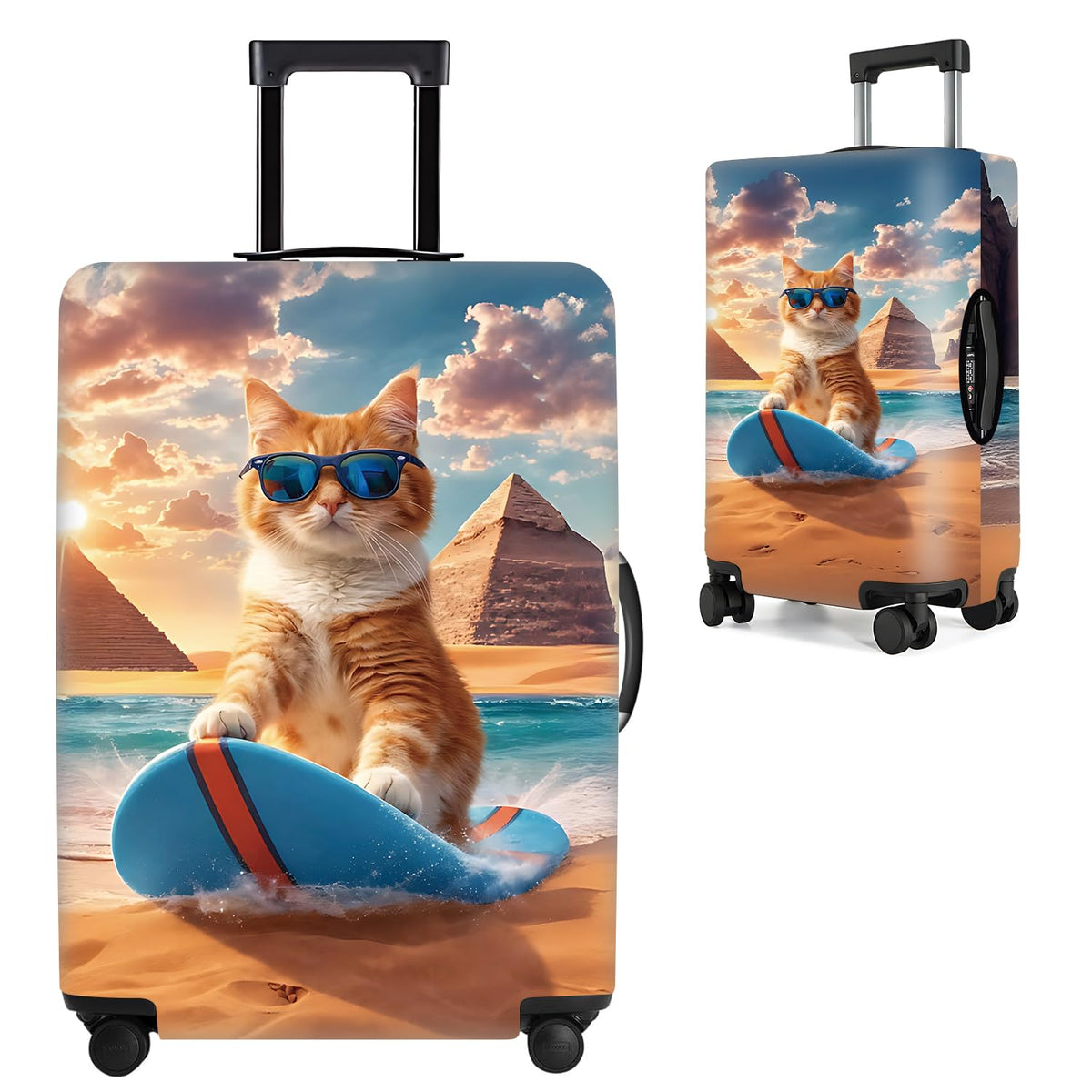 Cute Panda Luggage Cover – Bamboo Climbing Panda Suitcase Protector, Stretchable & Waterproof Travel Luggage Sleeve,M