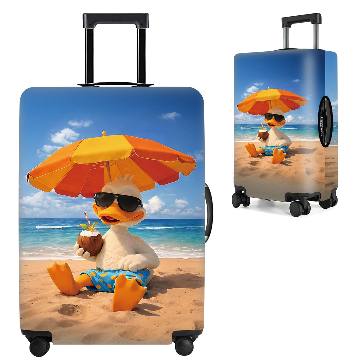 Cute Panda Luggage Cover – Bamboo Climbing Panda Suitcase Protector, Stretchable & Waterproof Travel Luggage Sleeve,M