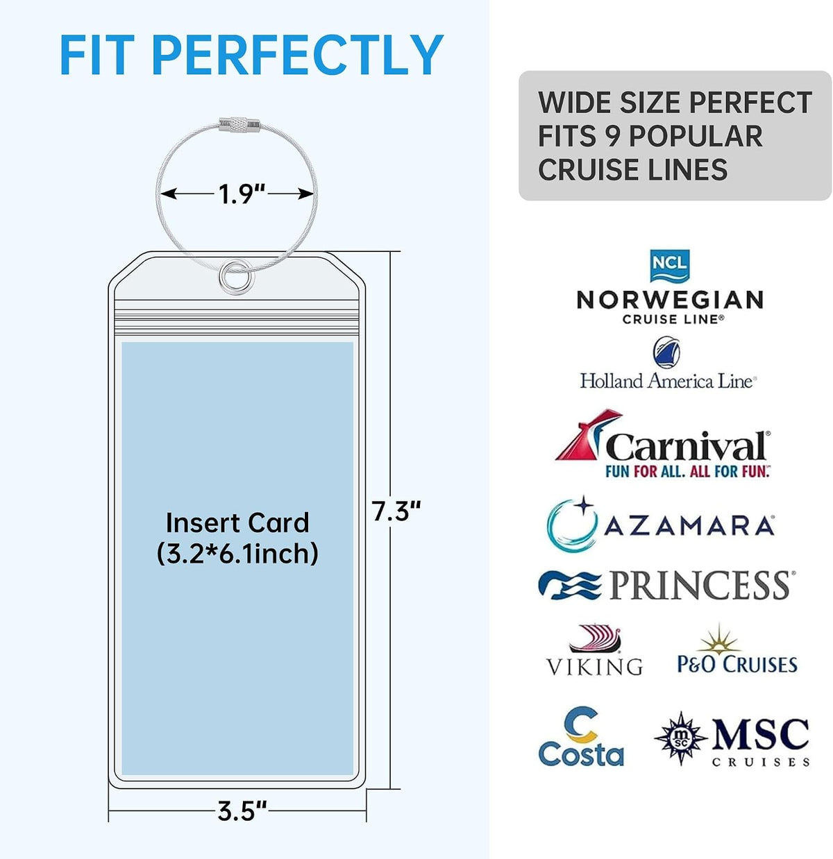 Teskyer Clear Cruise Luggage Tag Holder, Wide, 5 Pack
