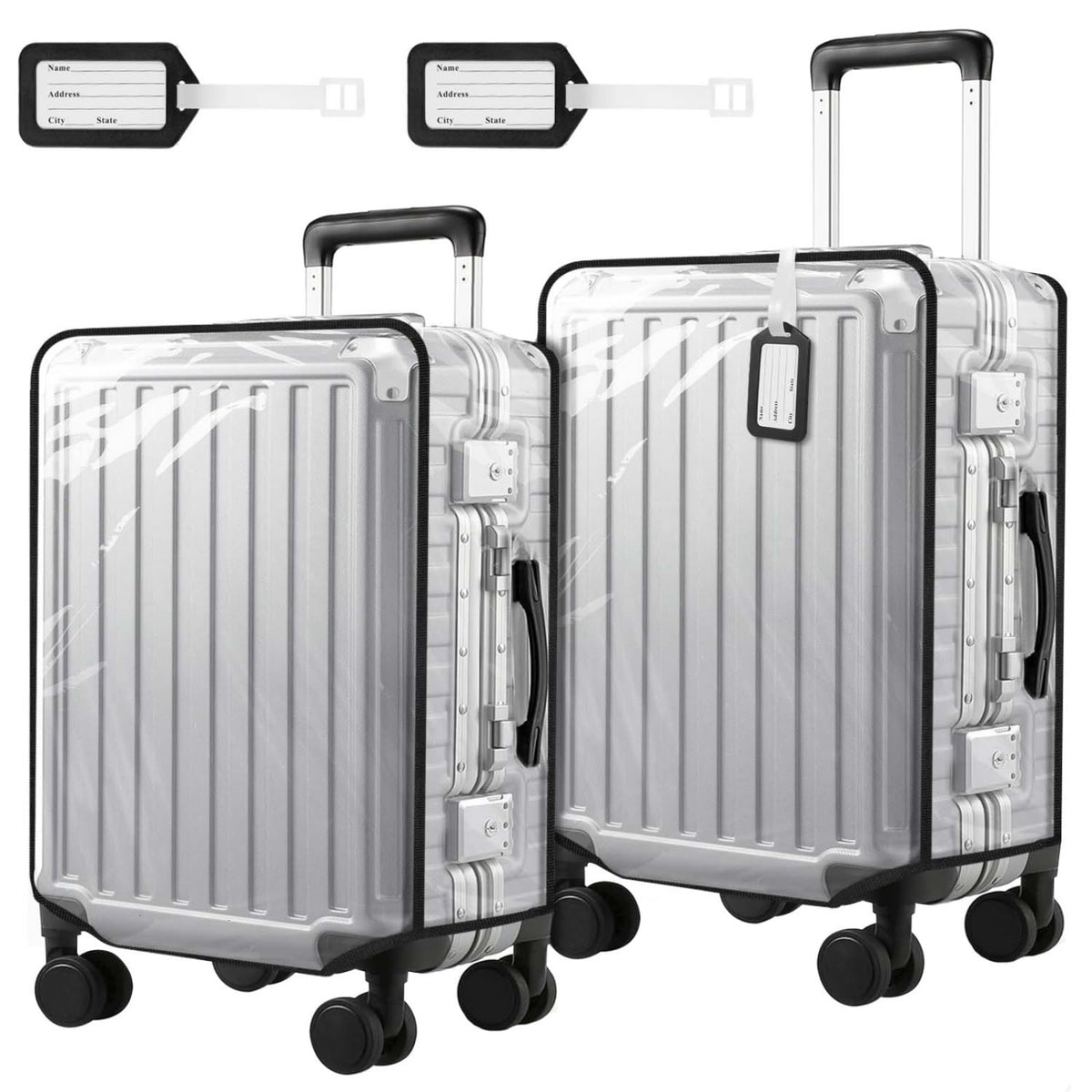 2 Pack 30 Inch Clear PVC Suitcase Cover Protectors Transparent Waterproof Dustproof and Anti-Scratch for Wheeled Luggage Travel
