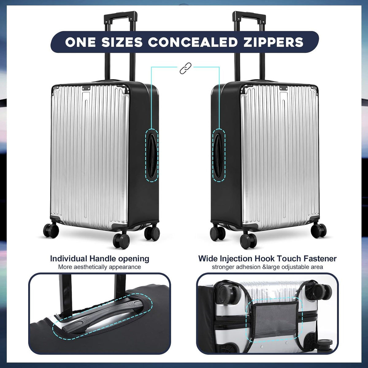 Gilprop 3 Pcs Clear Luggage Cover Protector Fit 20 24 28 Inch Baggage Black