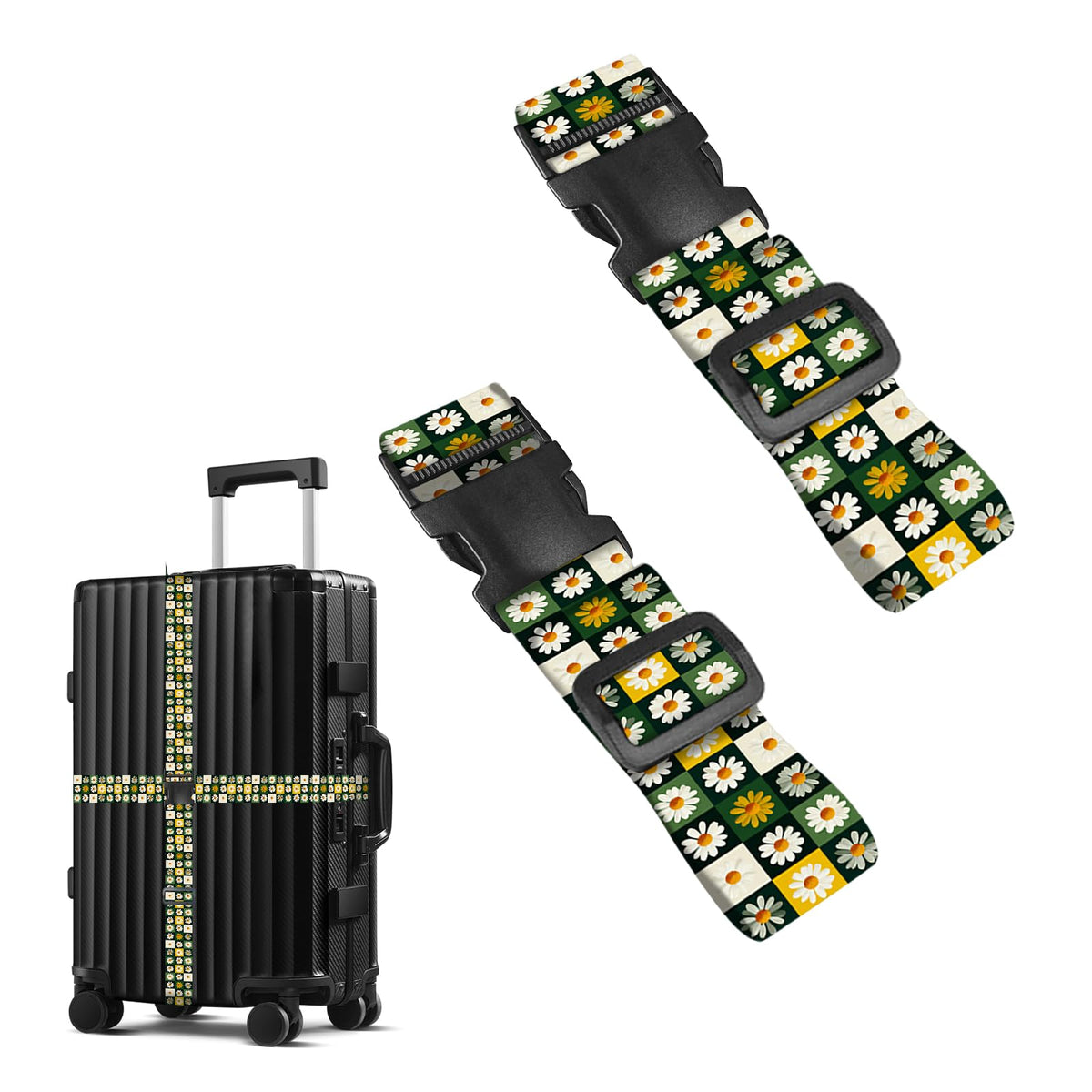 Nuxovilar Luggage Straps of 2 Set Blue Gold Fluid Art Pattern 1.96x90.5in