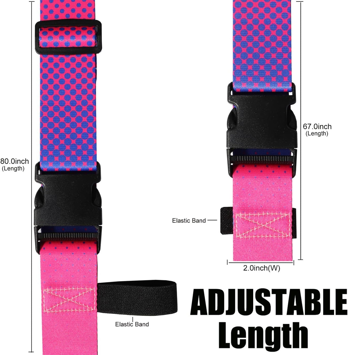 Luggage Straps for Suitcases TSA Approved-2 Pack Bright Personalized Luggage Belt Strap for Suitcase/Carry On Bag Luggage Accessories for Travel (Gradient)