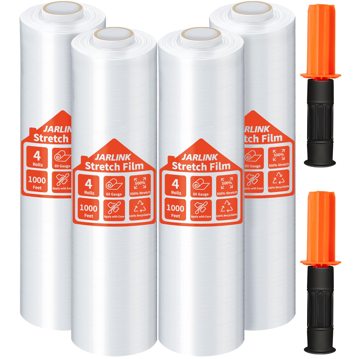 JARLINK Stretch Film, 15" x 1000' Shrink Pallet Wrap W/Handles, 60 Gauge