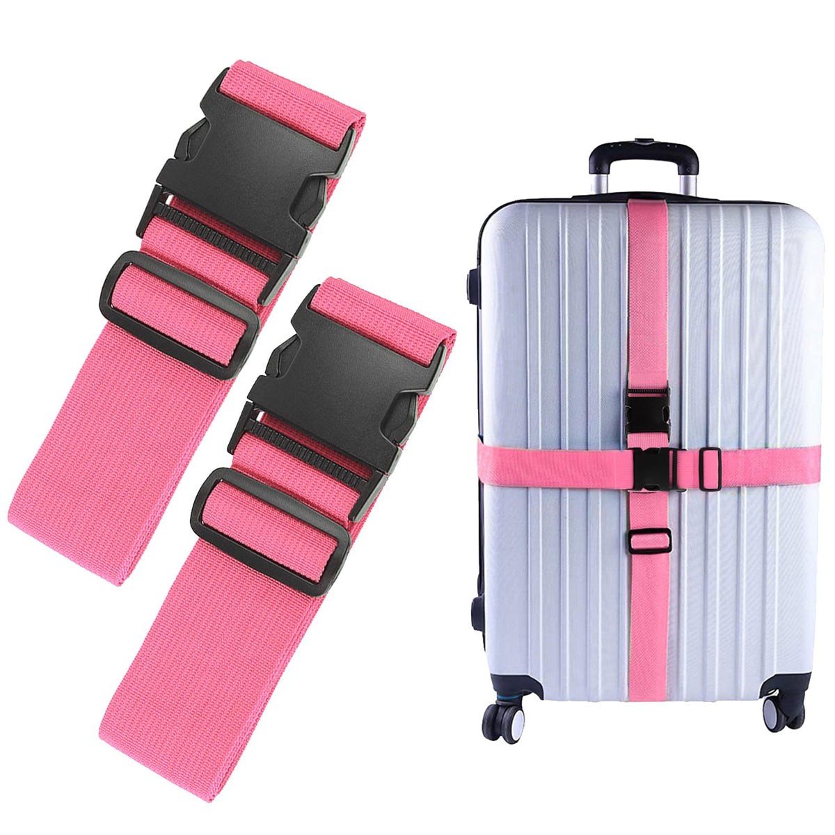80In Luggage Straps for Suitcase Travel Belt Accessories, 2 Pack Light Blue