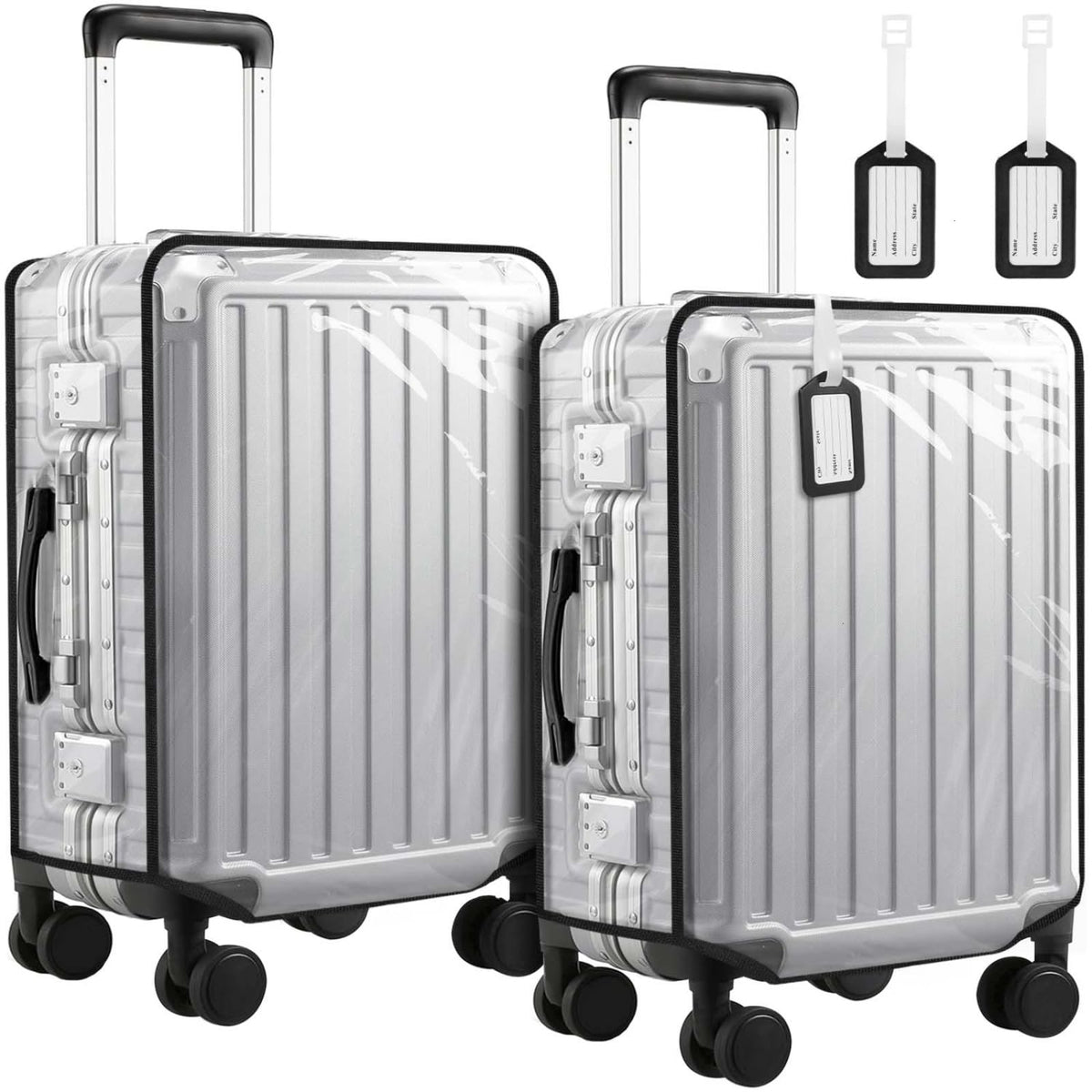 2 Pack 30 Inch Clear PVC Suitcase Cover Protectors Transparent Waterproof Dustproof and Anti-Scratch for Wheeled Luggage Travel