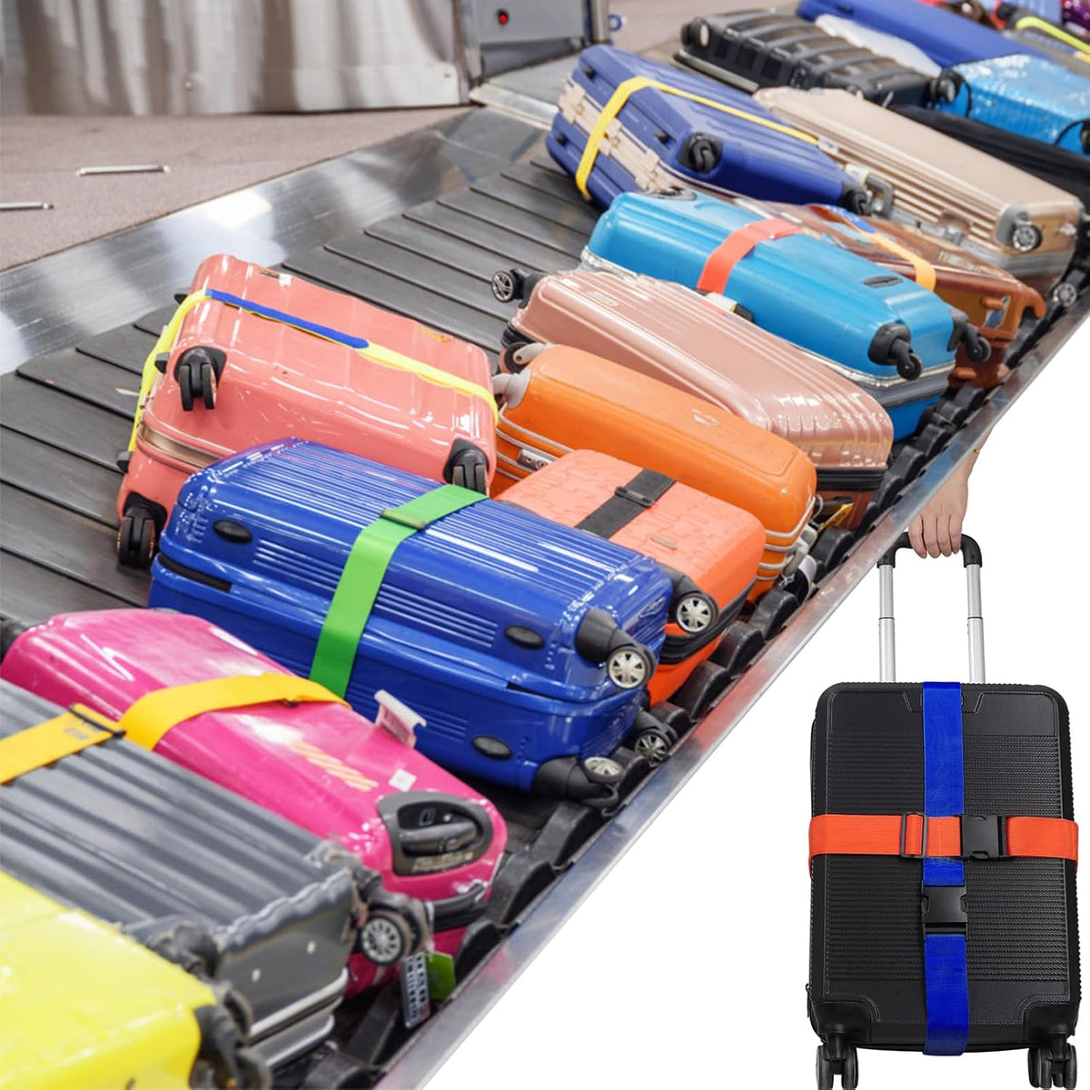 80In Luggage Straps for Suitcase Travel Belt Accessories, 2 Pack Light Blue