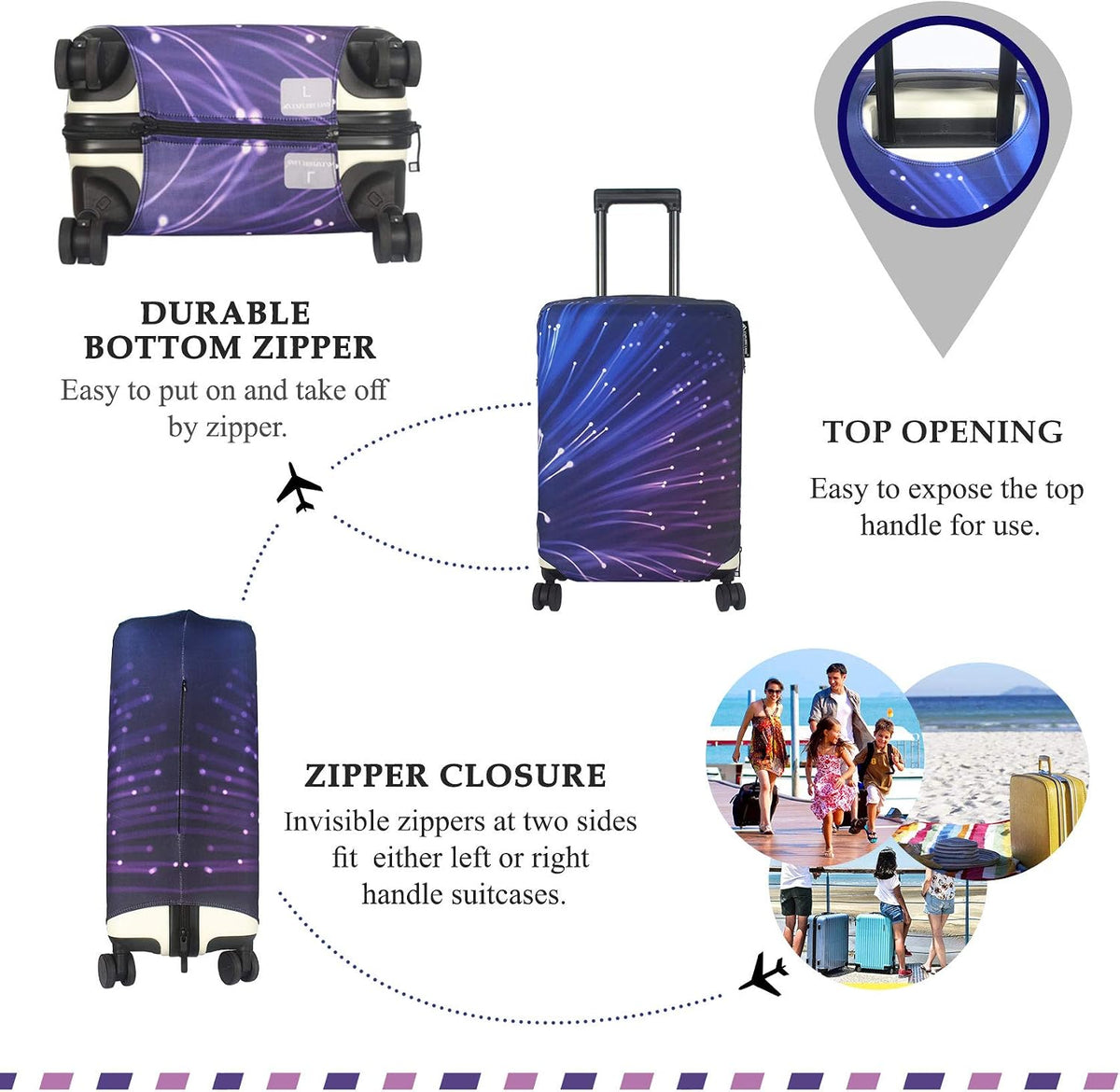 Explore Land Travel Luggage Cover Fits 23-26 inch Case (Fireworks, M)