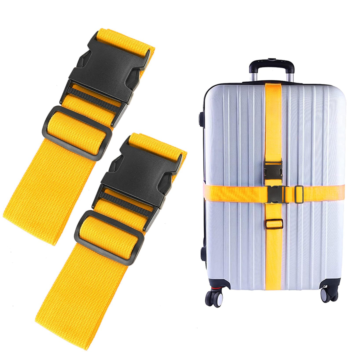 80In Luggage Straps for Suitcase Travel Belt Accessories, 2 Pack Light Blue