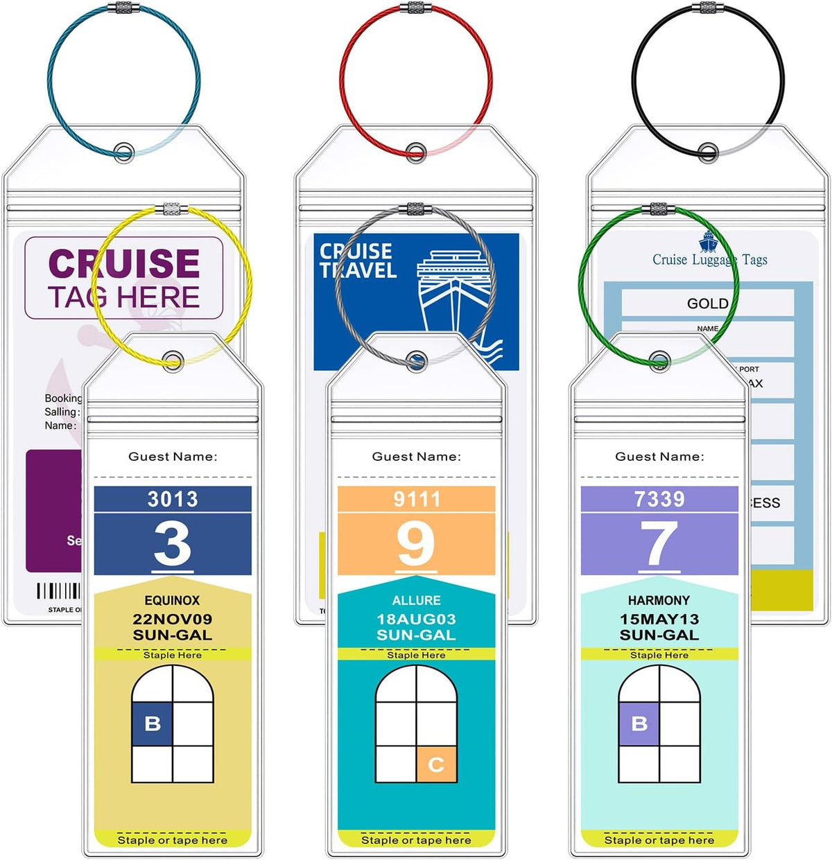 Maloun Cruise Luggage Tag Holders for Royal Caribbean & Carnival, 6 Pack