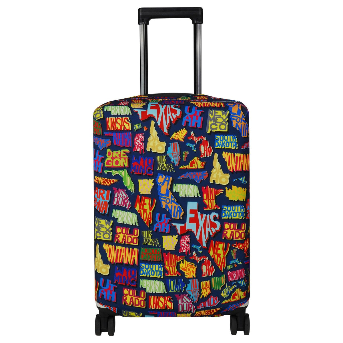 Explore Land Travel Luggage Cover Fits 23-26 inch Case (Black, M)