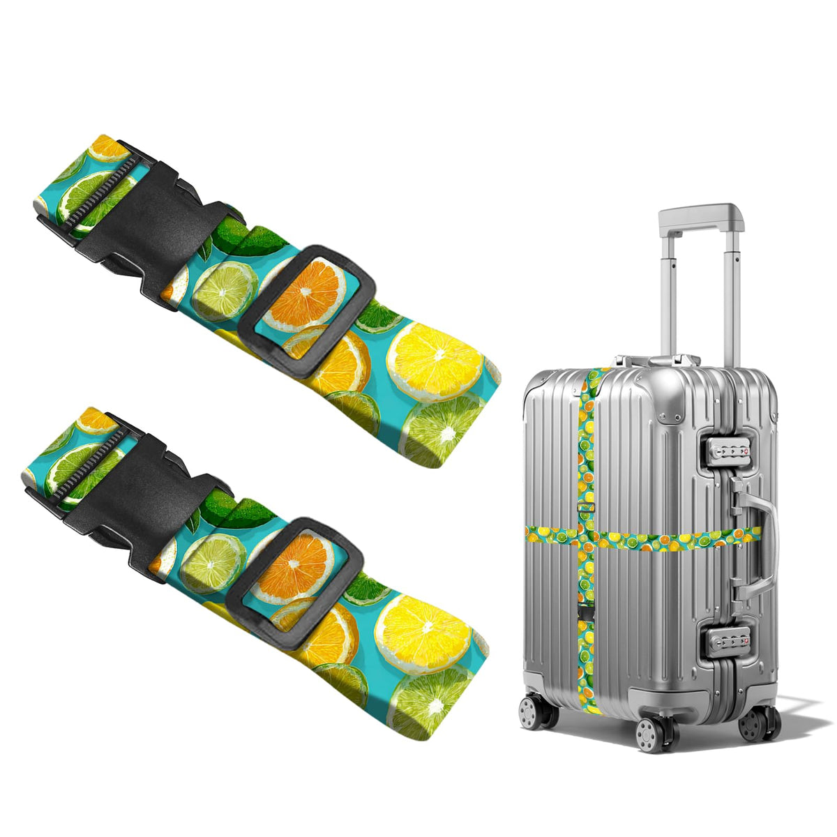 Nuxovilar Luggage Straps of 2 Set Blue Gold Fluid Art Pattern 1.96x90.5in