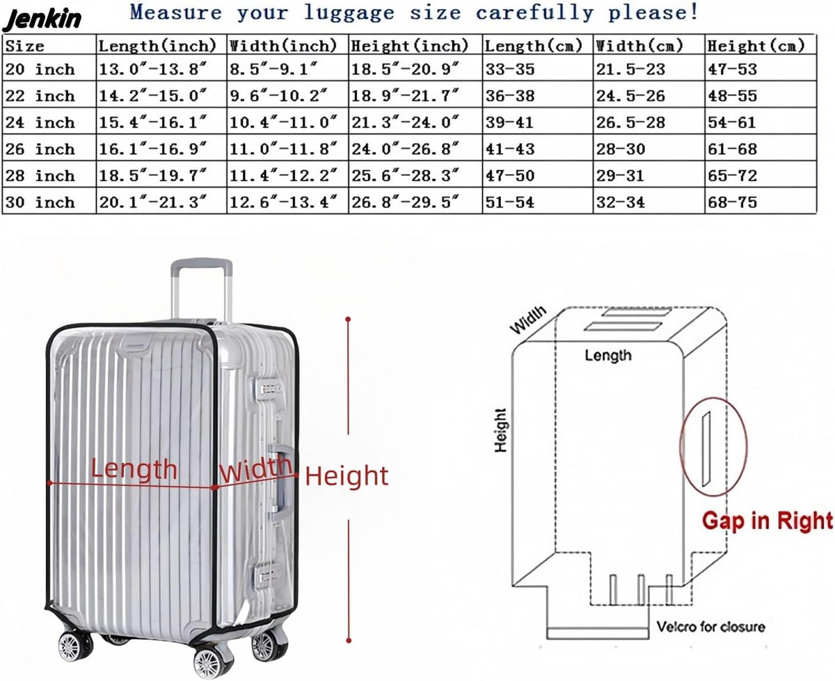 JenKin Luggage Protector Suitcase Cover PVC Waterproof Travel Suitcase Fits Most 20" to 30" (20" (13.8" L x 9.1" W x 20.9" H))