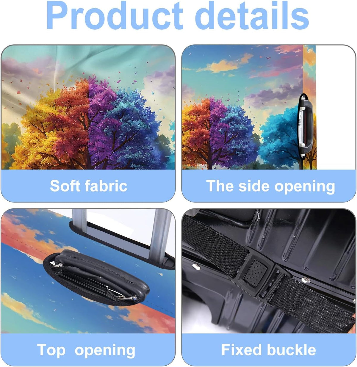 Tree Luggage Cover Washable Suitcase Cover Protector Fit 24-26 Inch Luggage Durable Travel Bag Cover with Zipper Closure M
