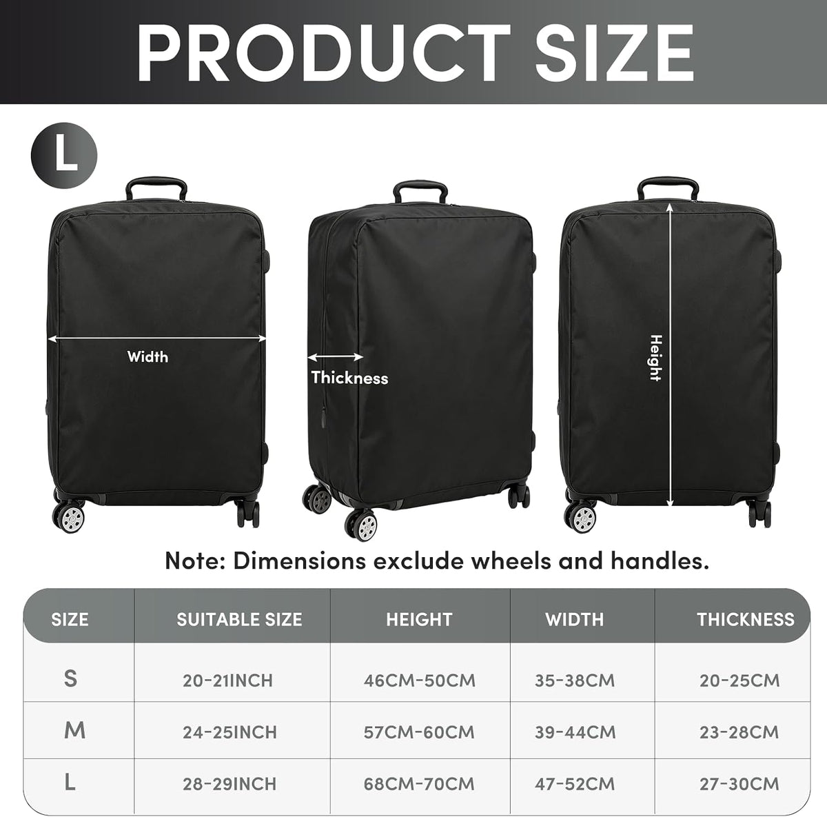 Luggage Cover Protector Compatible with Tumi, Upgraded Oxford Fabric Stretch Cover with Double Zipper, Washable Travel Suitcase Protector, Fits 28-29 Inch Case(Black)