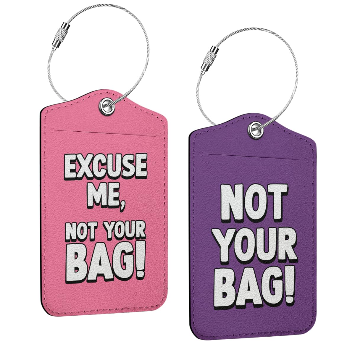 2 Pcs Funny Luggage Tag, Suitcase Tags with Privacy Flap and Metal Loop