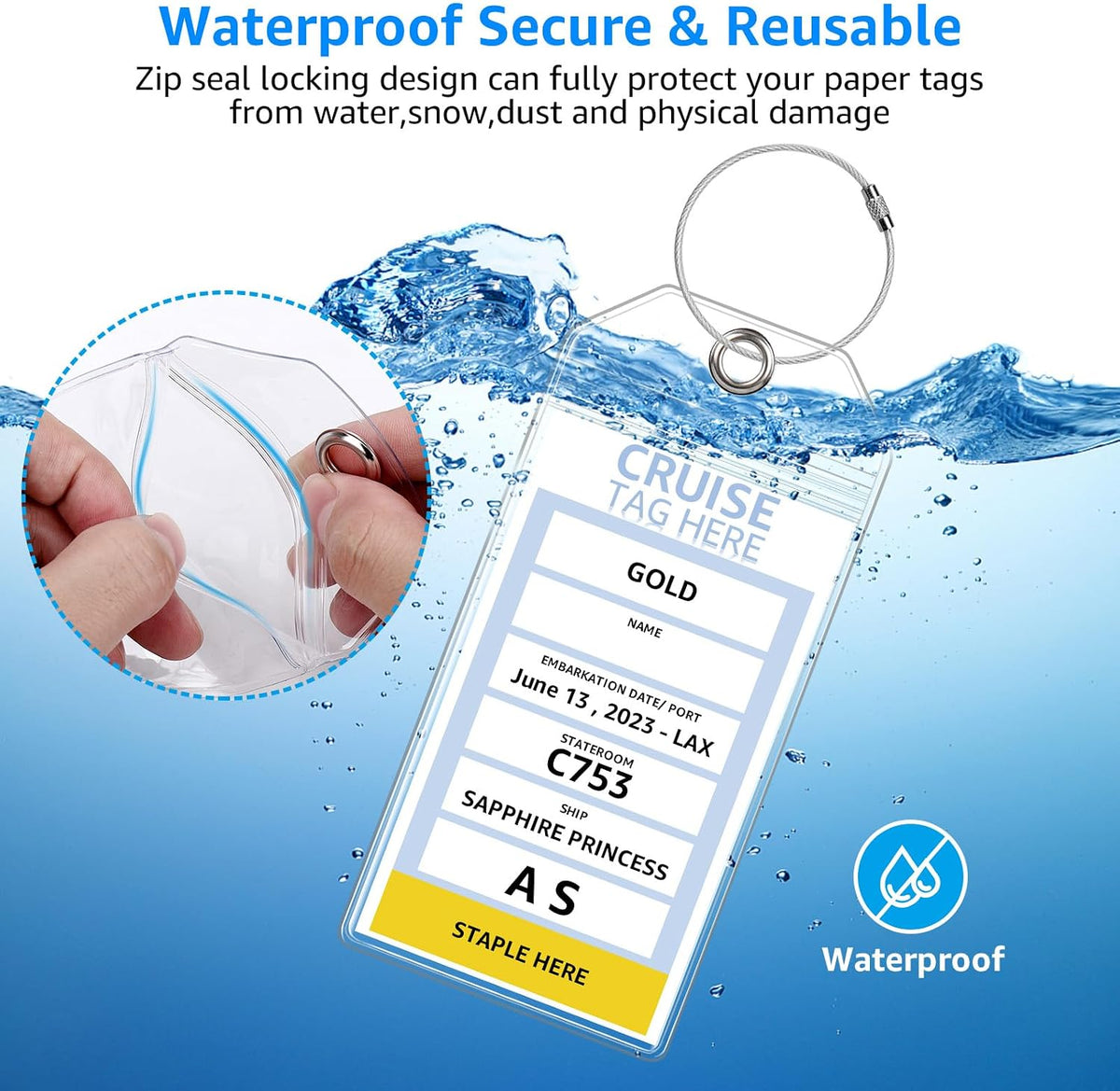 5 Pack Cruise Luggage Tag Holders for Carnival, NCL, Princess, MSC Ships