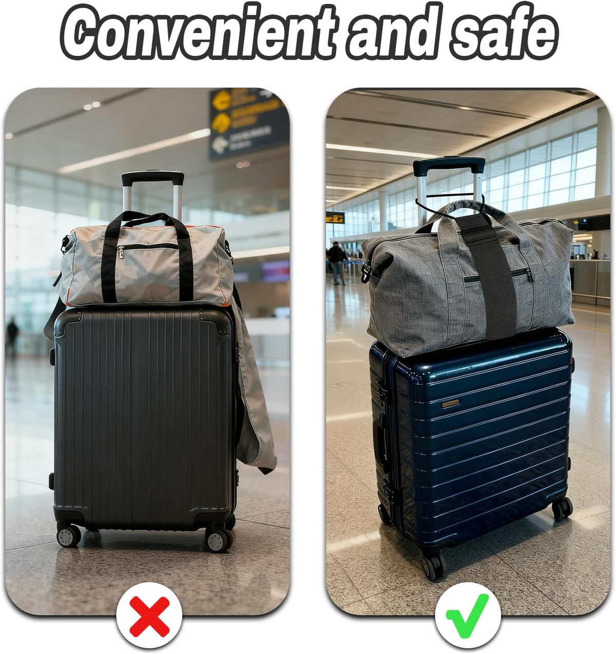 Luggage Straps for Suitcases,Multi-Use Strong Adjustable Luggage Connector Straps, Durable, Waterproof, Bungee Straps,Travel Suitcase Essential Travel Essentials (Black 2PCS)