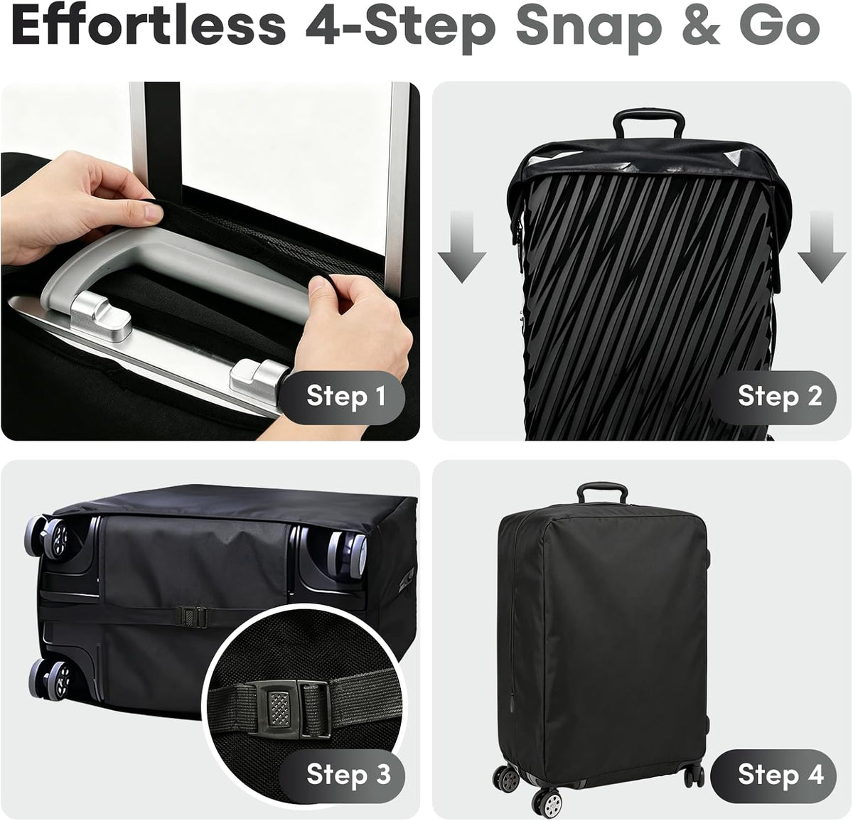 Luggage Cover Protector Compatible with Tumi, Upgraded Oxford Fabric Stretch Cover with Double Zipper, Washable Travel Suitcase Protector, Fits 28-29 Inch Case(Black)