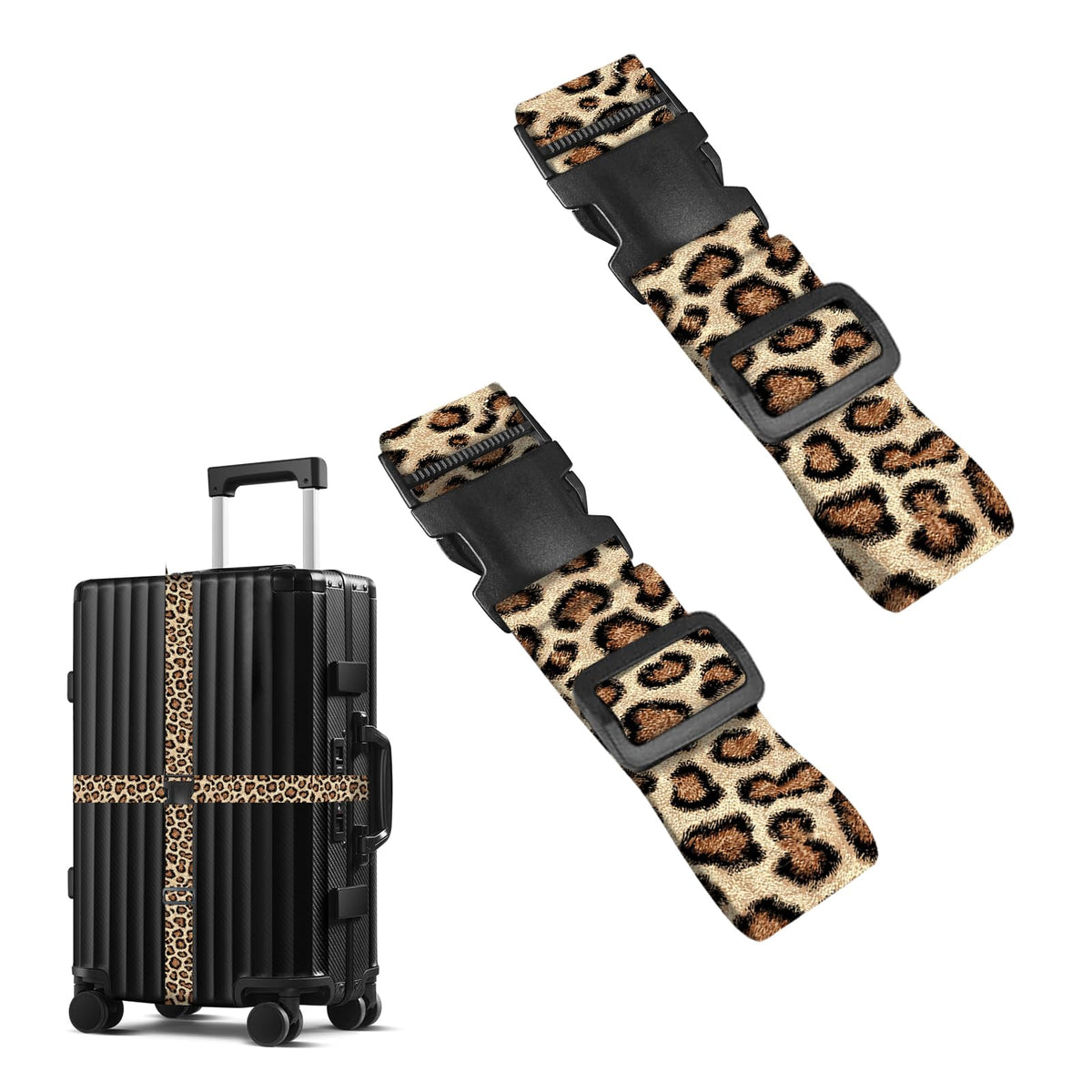 Nuxovilar Luggage Straps of 2 Set Blue Gold Fluid Art Pattern 1.96x90.5in