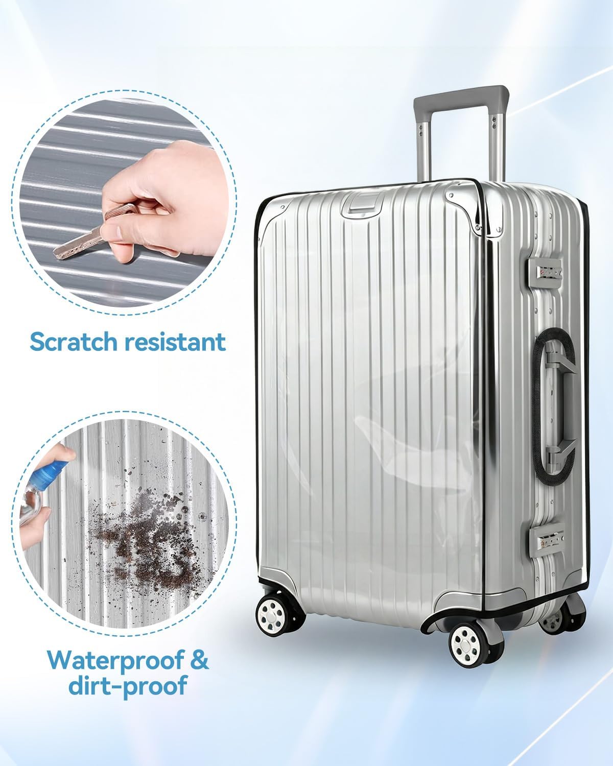 T Tersely Thicken Clear PVC Suitcase Cover Protectors 30" Suitcase Covers
