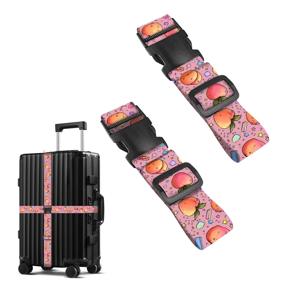 Nuxovilar Luggage Straps of 2 Set Blue Gold Fluid Art Pattern 1.96x90.5in