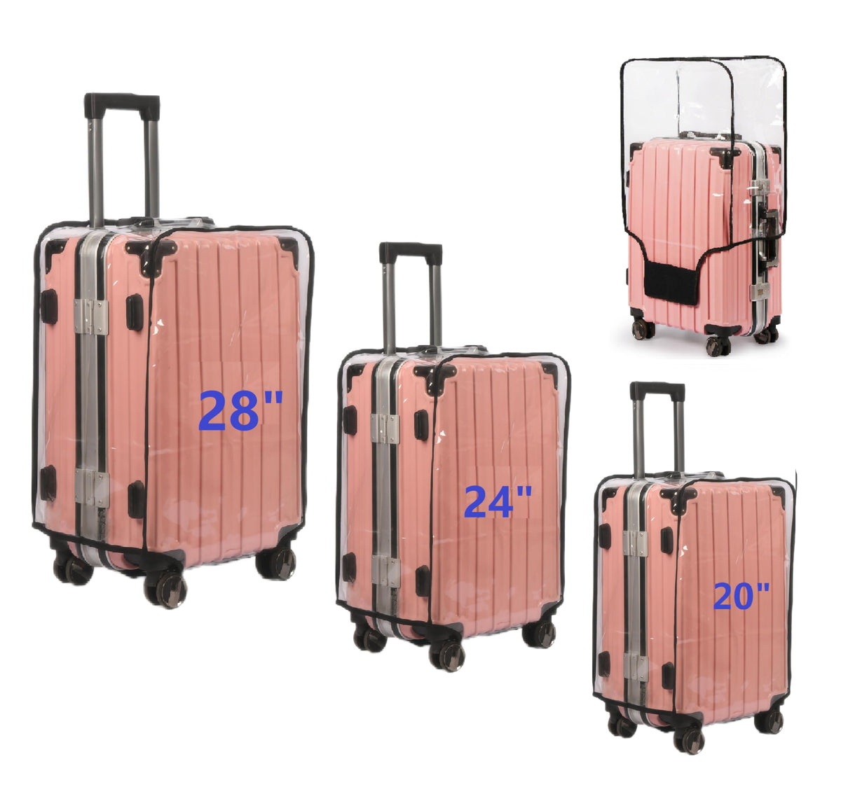 Clear PVC Suitcase Cover Protectors Thicken Luggage Cover Protector Full Transparent Waterproof Wheeled Dustproof Luggage Sleeve Protector 26"