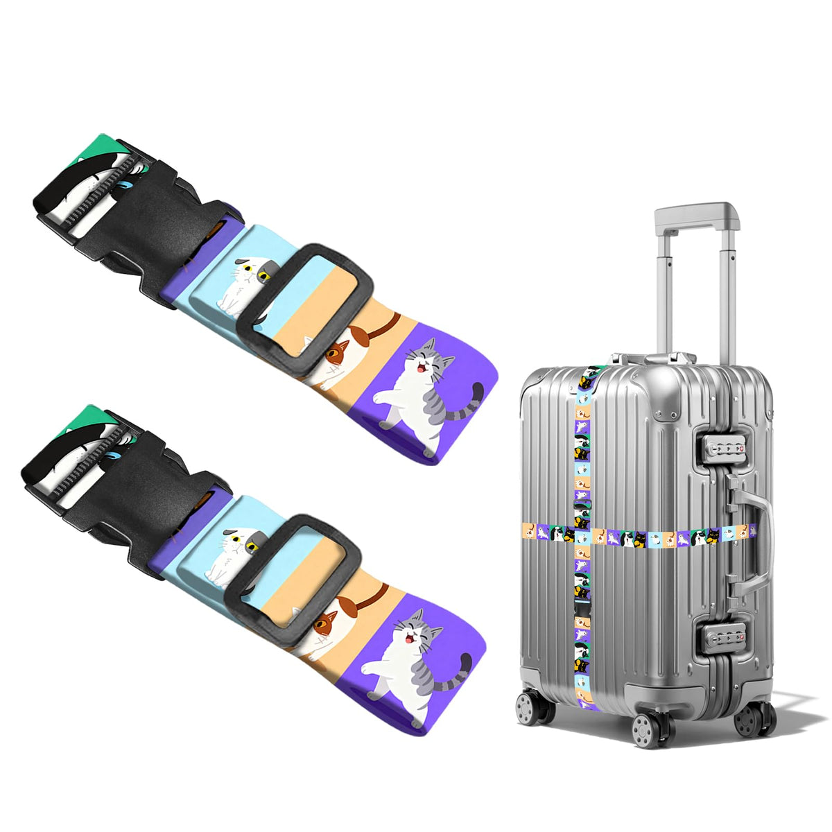 Nuxovilar Luggage Straps of 2 Set Blue Gold Fluid Art Pattern 1.96x90.5in