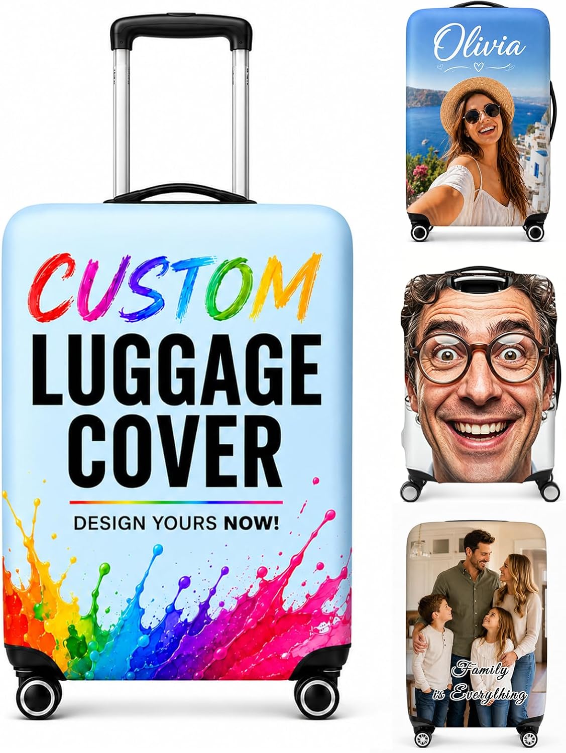 Custom Luggage Cover 18-32 Inch with Photo, Name, Text or Logo