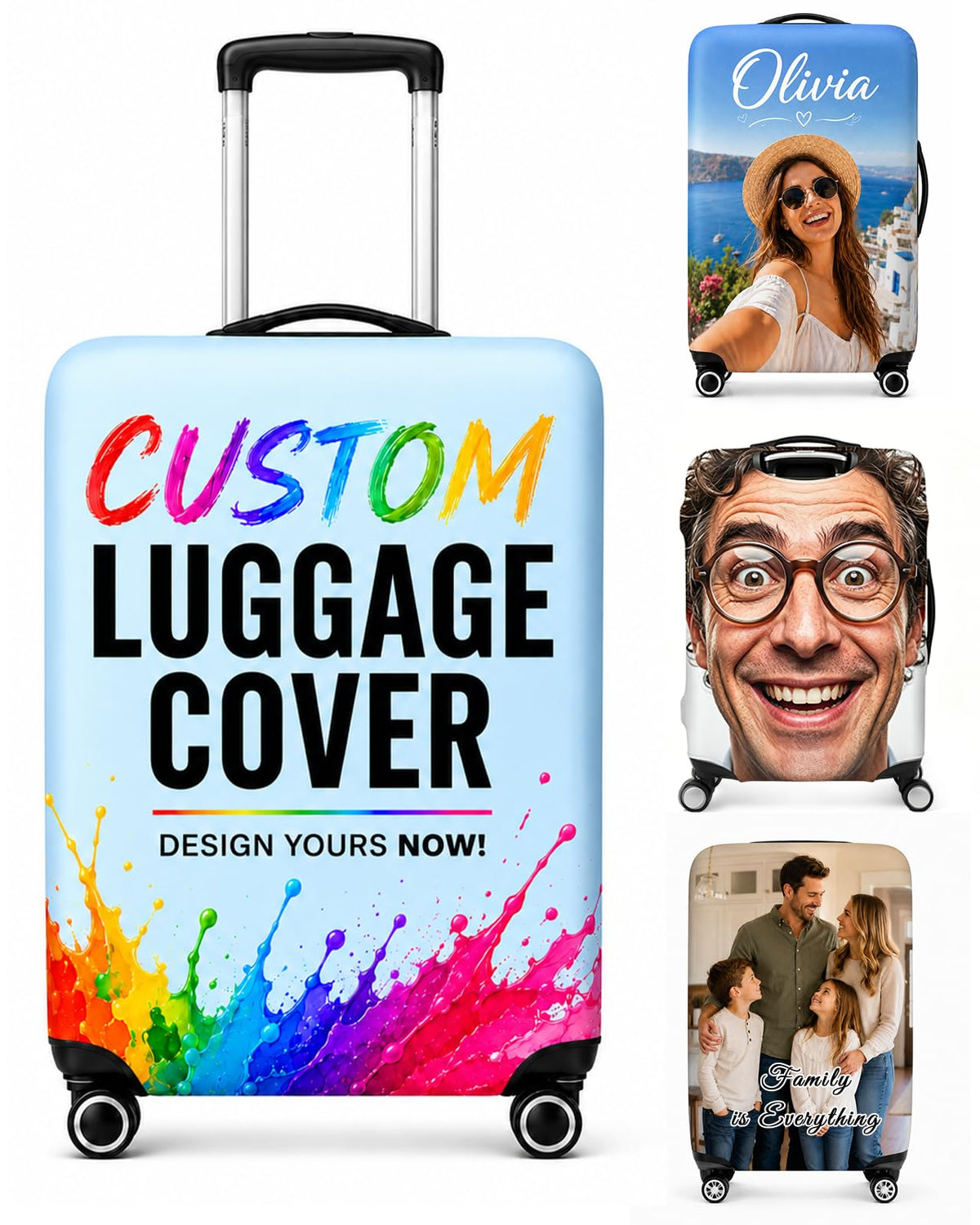 Custom Luggage Cover 18-32 Inch with Photo, Name, Text or Logo