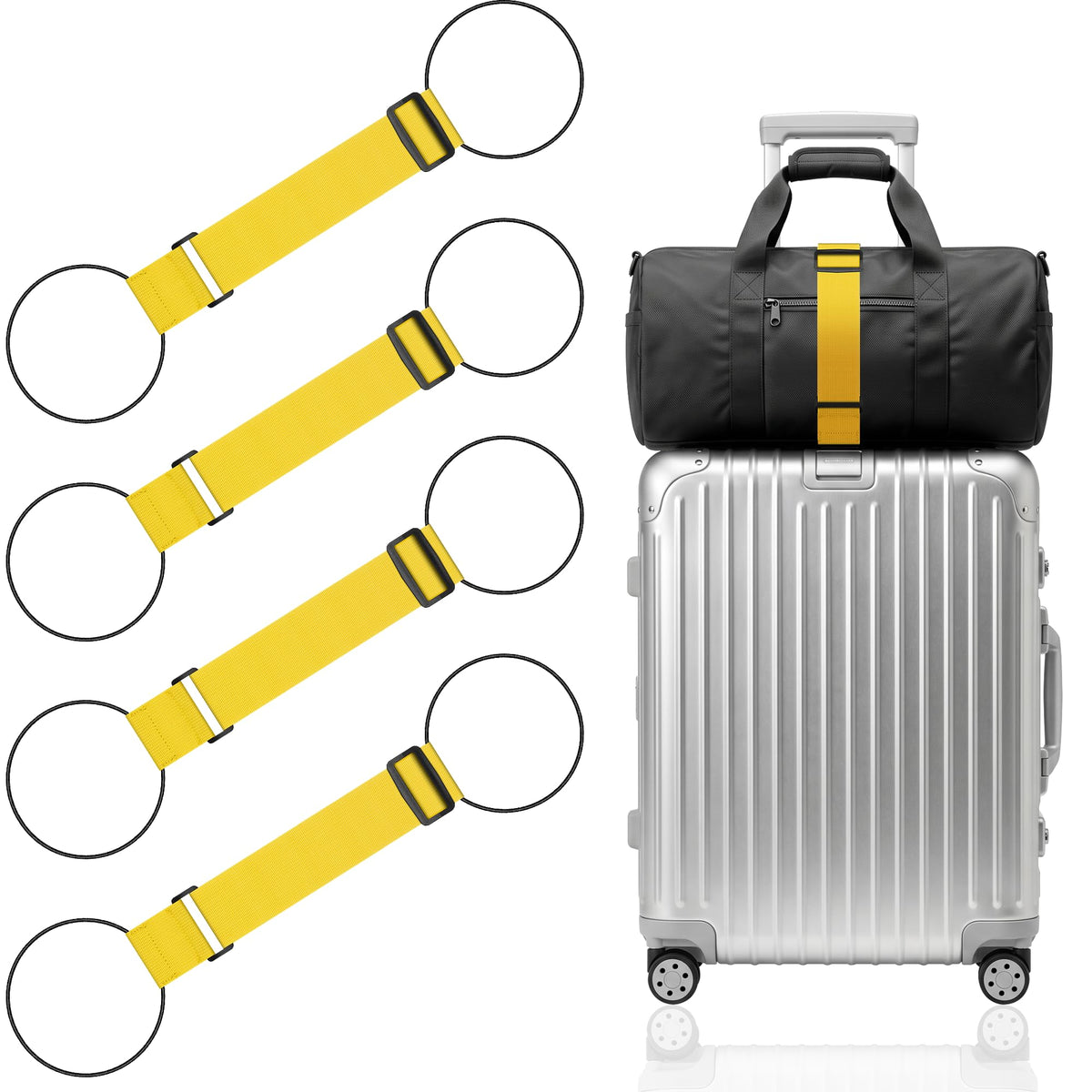Mayski 4 Pack Adjustable Elastic Luggage Connector Straps for Suitcases