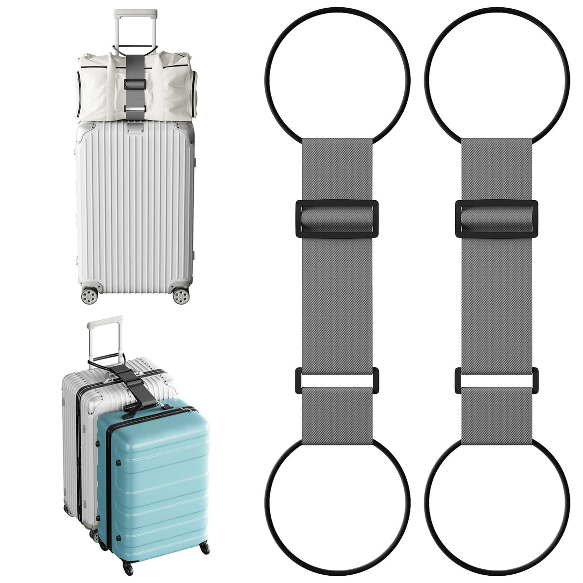 2 Pcs Luggage Connector Straps Bungee for Carry on Bag & Multiple Suitcases