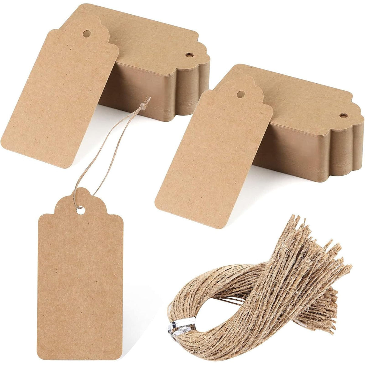 SALLYFASHION 100PCS Gift Tags with String Attached, Kraft Paper Hang Tags
