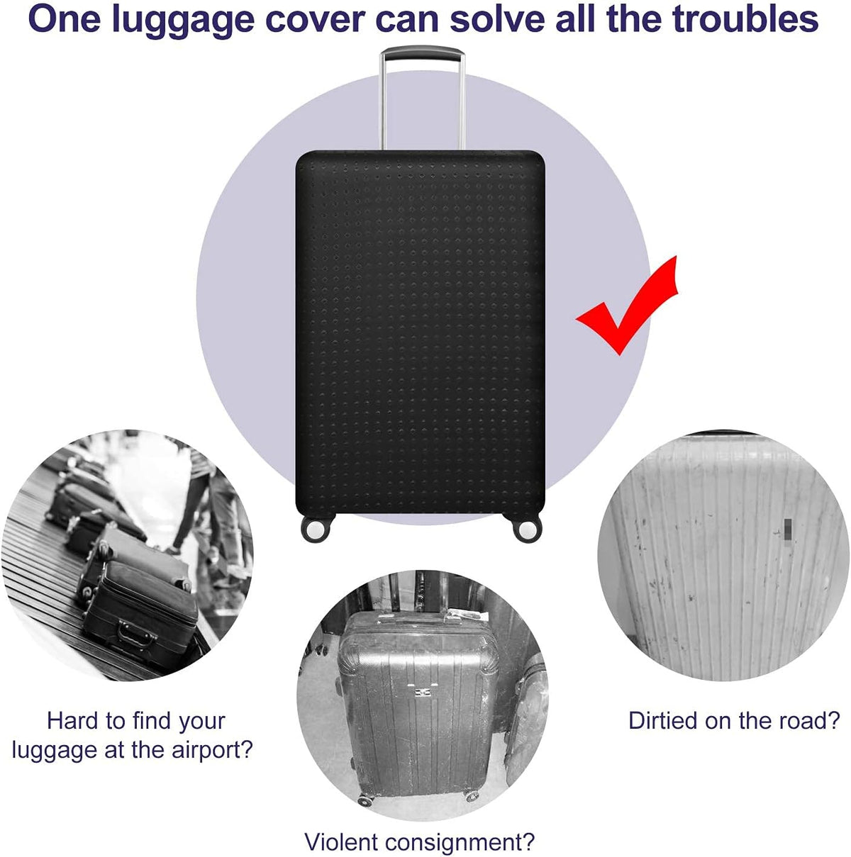 Travel Luggage Cover Protector, Washable Suitcase Protector Anti-scratch Spandex Baggage Covers Fits 23-25 Inch Luggage