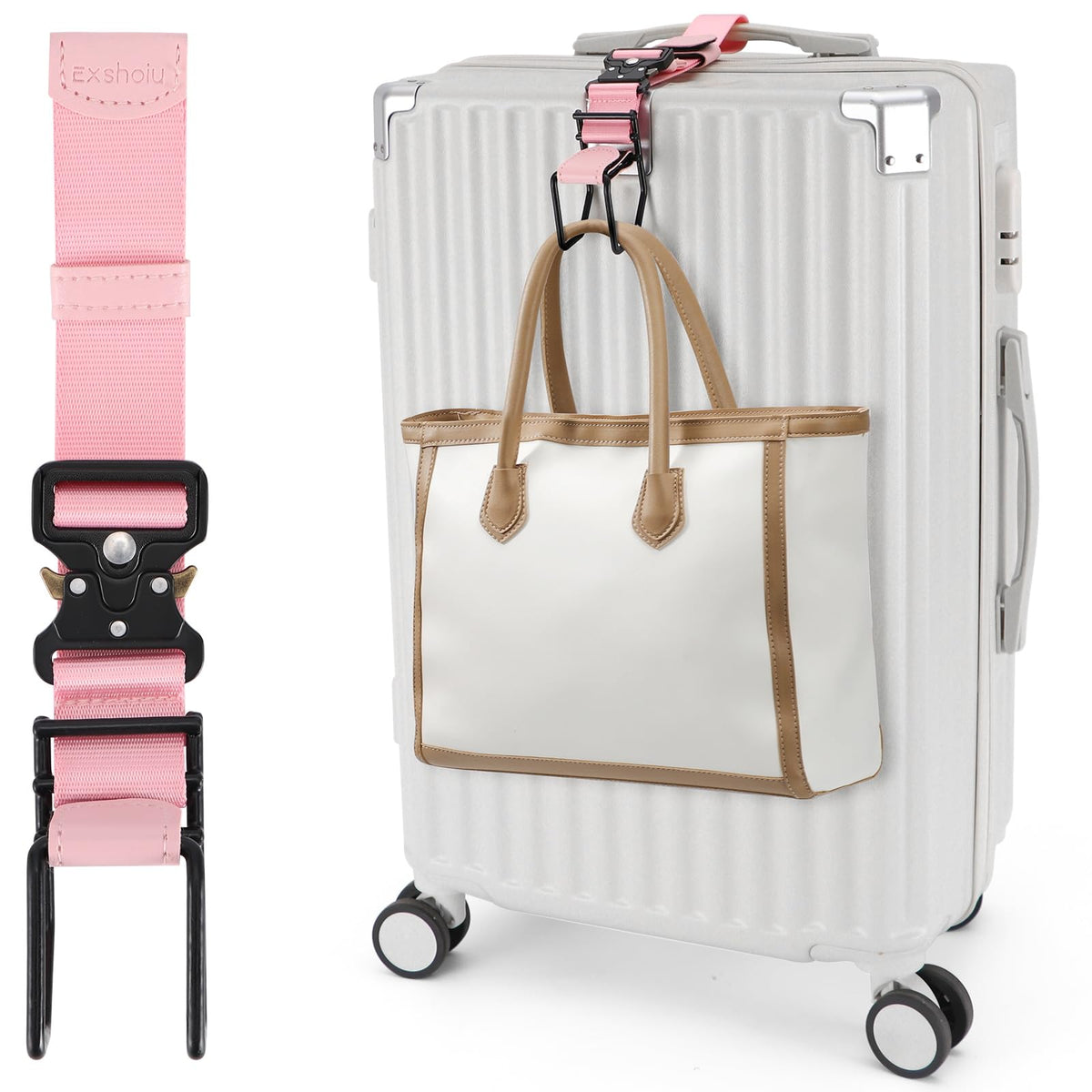 Luggage Hook Strap, Adjustable Luggage J Hook to Add a Bag Carry On