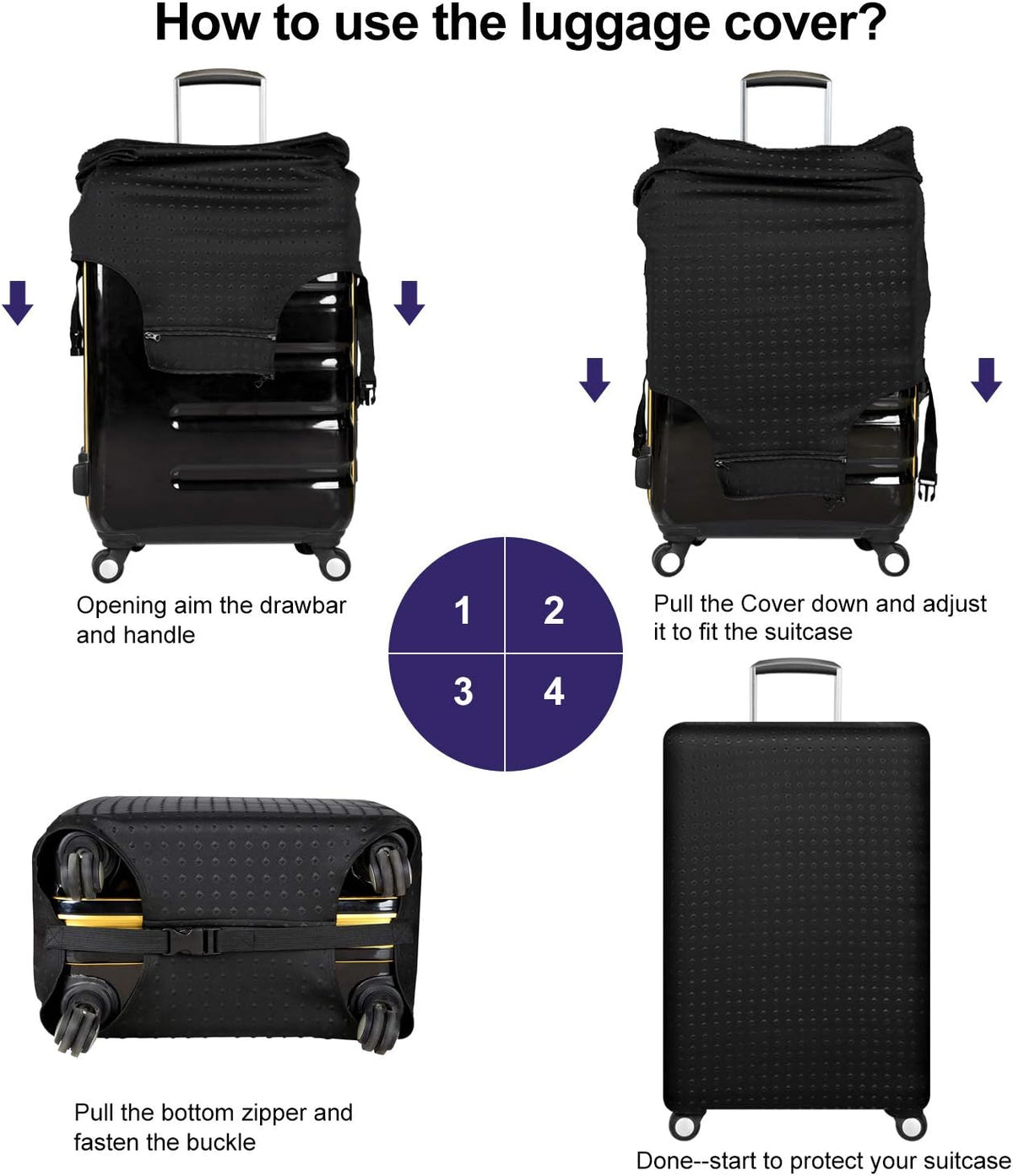 Travel Luggage Protector Suitcase Cover 22"-24" Suitcase Dust Cover Size M