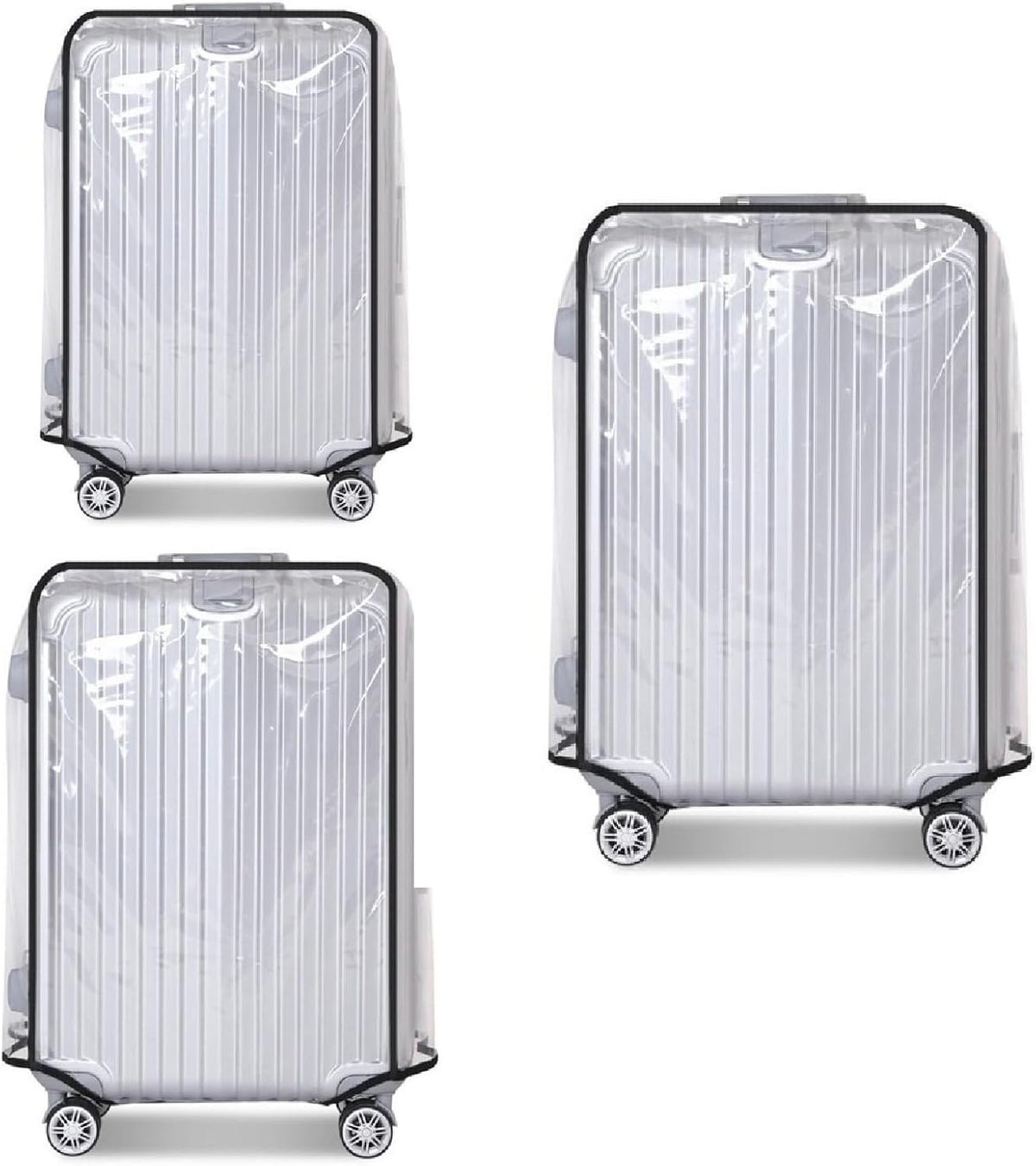 Clear PVC Luggage Cover Protectors - Transparent Waterproof Suitcase Sleeve for 20"+24"+28" Wheeled Suitcases (3PCS)