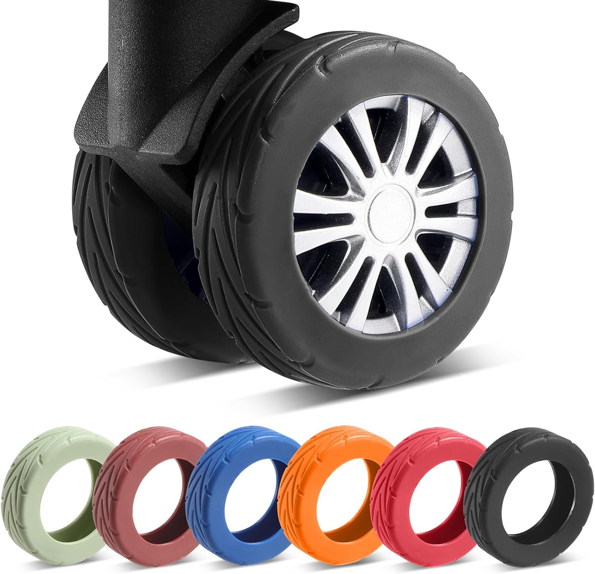 8Pcs Upgrade Luggage Wheel Covers, Travel Accessories (Black)