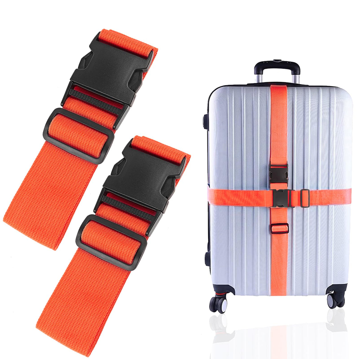 80In Luggage Straps for Suitcase Travel Belt Accessories, 2 Pack Light Blue