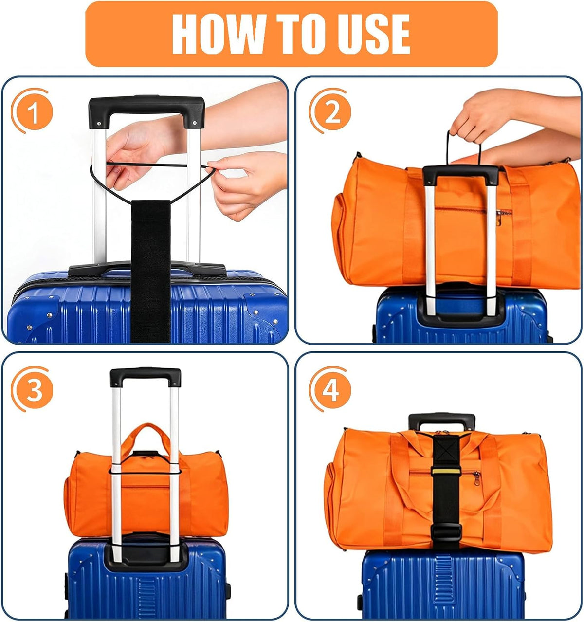 4 Pack Adjustable Luggage Straps for Suitcases with Bottle Strap