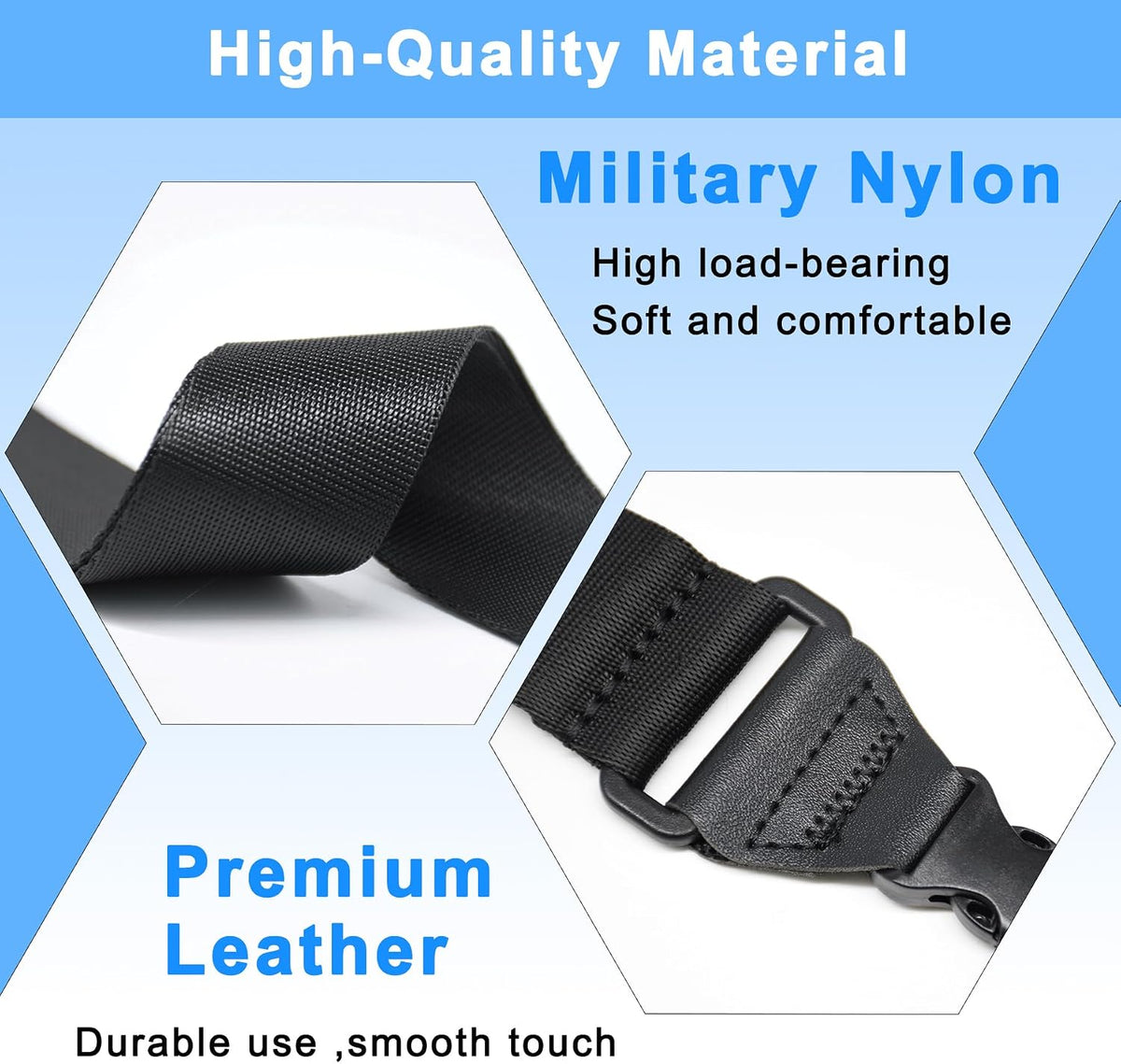 TIMISM Shoulder Strap with Pad, 2 Sets of Quick Release Buckles, Black